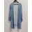 Plus Size Casual Coat, Women's Plus Stripe Print Long Sleeve Open Front Asymmetric Hem Slight Stretch Cardigan Coat