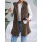Plus Size Casual Faux Fur Coat, Women's Plus Solid Teddy Fleece Hoodie Open Front Tunic Vest Coat